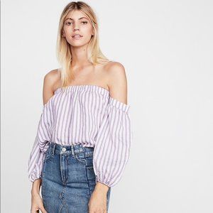 NWT Purple Striped Off the Shoulder Blouse
